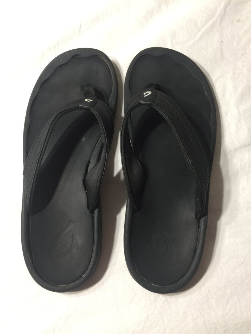 OluKai 'Ohana Women's Sandals Size 8 Black Water-Resistant Beach Flip Flops